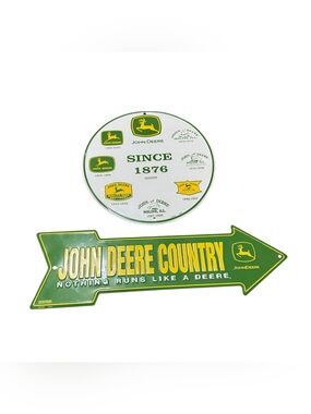 John Deere History of Logos Round John Deere Country Arrow Metal Signs